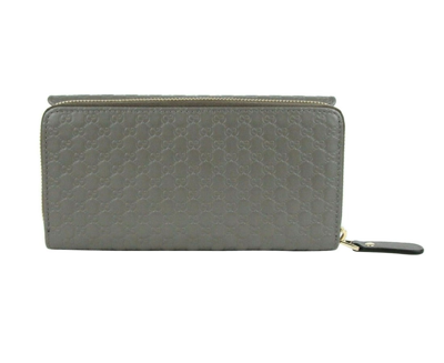 Shop Gucci Women's Graphite Gray Leather Microssima Continental Zip Wallet 449364 1226 In Graphite Grey