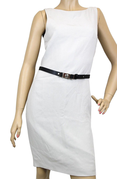 Shop Gucci Women's Gray Silk Interlocking G Belt Dress (42)