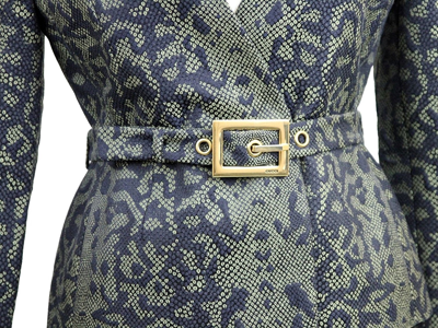 Gucci Womens Green Black Cotton Silk Acrylic Print Belt Runway Blazer Jacket 319227 In Green Black