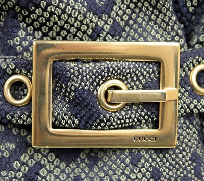 Gucci Womens Green Black Cotton Silk Acrylic Print Belt Runway Blazer Jacket 319227 In Green Black