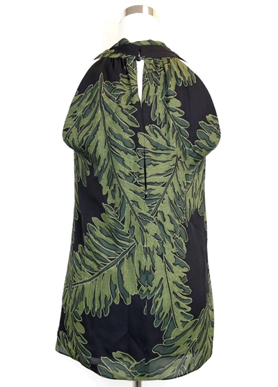 Shop Gucci Women's Green Silk Halter Leaf Printed Top