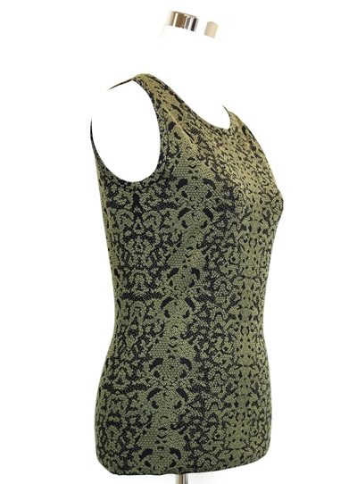 Gucci Women's Green Wool Small Python Printed Blend Tank Top In
