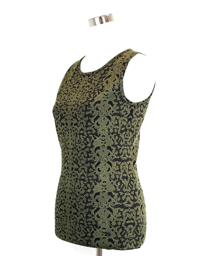 Gucci Women's Green Wool Small Python Printed Blend Tank Top In