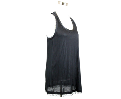 Shop Gucci Women's Jersey Racerback Black Viscose Tank With Silk Tulle Detail