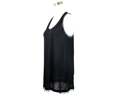Shop Gucci Women's Jersey Racerback Black Viscose Tank With Silk Tulle Detail