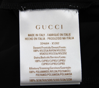 Shop Gucci Women's Jersey Racerback Black Viscose Tank With Silk Tulle Detail