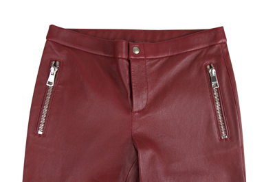 Shop Gucci Women's Leggings Stretch Burgundy Lamb Leather Pant (38)