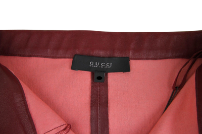 Shop Gucci Women's Leggings Stretch Burgundy Lamb Leather Pant (38)