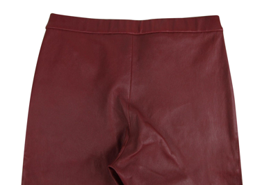 Shop Gucci Women's Leggings Stretch Burgundy Lamb Leather Pant (38)