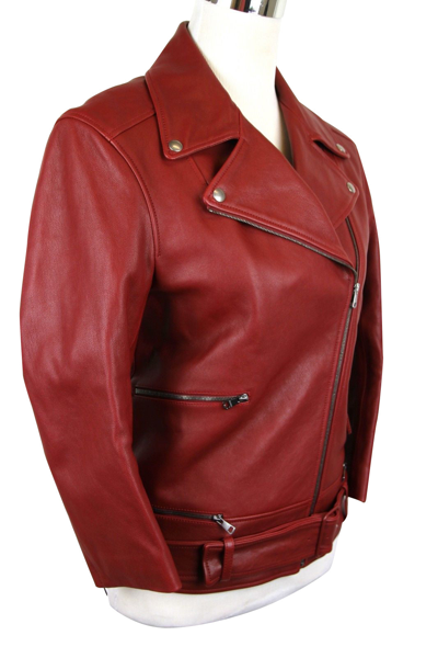 Gucci Women's Quilted Lining Red Biker Leather Jacket (g 38) In Red