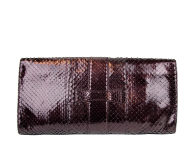 Shop Gucci Women's Python Soft Stirrup Clutch Bag 304719 In Plum