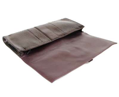 Gucci Women's Python Soft Stirrup Clutch Bag 304719 In Plum