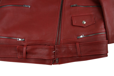 Gucci Women's Quilted Lining Red Biker Leather Jacket (g 38) In Red