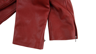Gucci Women's Quilted Lining Red Biker Leather Jacket (g 38) In Red