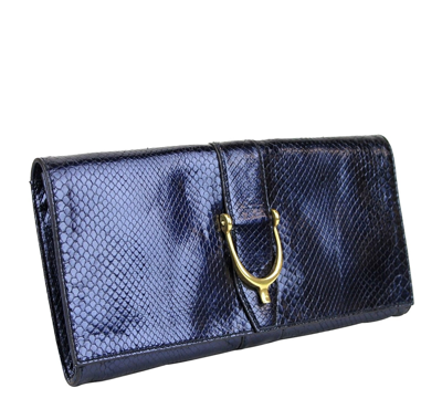Gucci Women's Python Soft Stirrup Clutch Bag 304719 In Plum