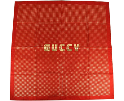 Shop Gucci Women's Red Silk With Gold Star Print And "guccy" Logo Scarf 519591 6500