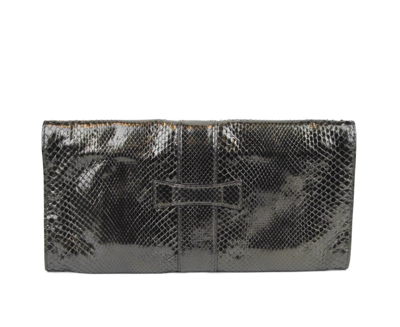 Gucci Women's Python Soft Stirrup Clutch Bag 304719 In Plum