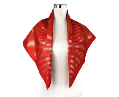 Gucci Women's Red Silk With Gold Star Print And "guccy" Logo Scarf 519591 6500 In Red