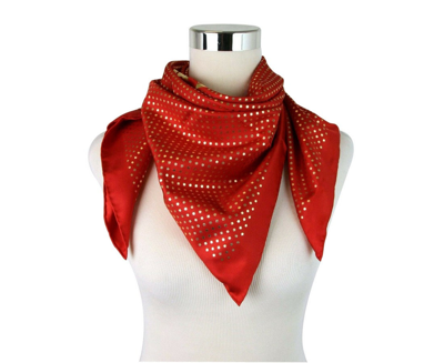 Shop Gucci Women's Red Silk With Gold Star Print And "guccy" Logo Scarf 519591 6500