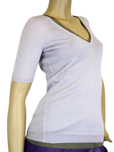 Gucci Womens Short Sleeve Lilac Cashmere Two-piece Sweater 259923 5363 In Lilac