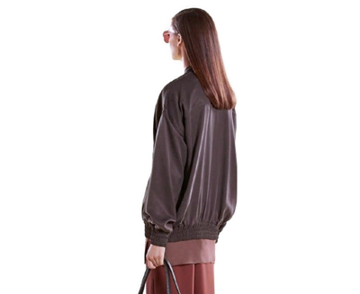 Shop Gucci Women's Silk Twill Blouse Jackets In Brown