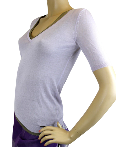 Gucci Womens Short Sleeve Lilac Cashmere Two-piece Sweater 259923 5363 In Lilac