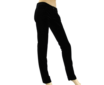 Shop Gucci Women's Skinny Legging Black Cotton Elastane Velvet Pants With Logo (42)
