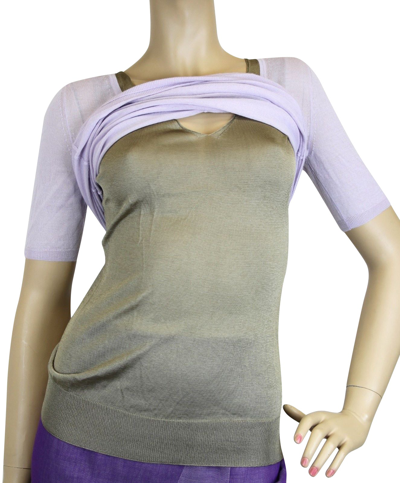 Gucci Womens Short Sleeve Lilac Cashmere Two-piece Sweater 259923 5363 In Lilac