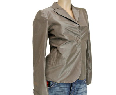 Shop Gucci Women's Taffeta Top Basic Jacket Blazer (38 It) In Taupe