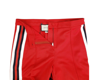 Shop Gucci Women's Sylvie Red Legging Stirrup With Brb Web Stripe Pant (small)