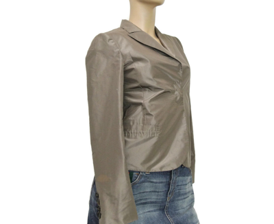 Shop Gucci Women's Taffeta Top Basic Jacket Blazer (38 It) In Taupe