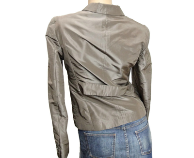 Shop Gucci Women's Taffeta Top Basic Jacket Blazer (38 It) In Taupe