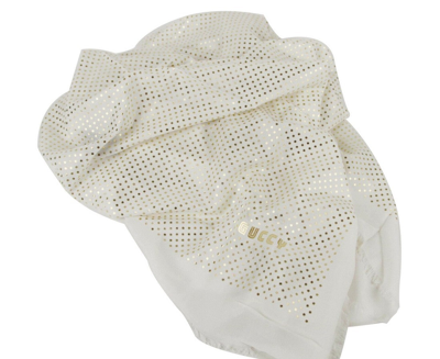 Gucci Women's White Modal / Cashmere "guccy" Star Print Large Square Scarf In White