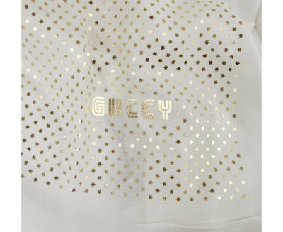 Gucci Women's White Modal / Cashmere "guccy" Star Print Large Square Scarf In White