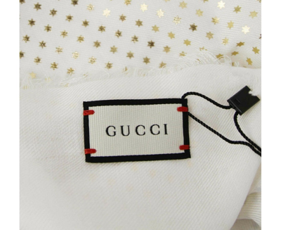 Shop Gucci Women's White Modal / Cashmere "guccy" Star Print Large Square Scarf