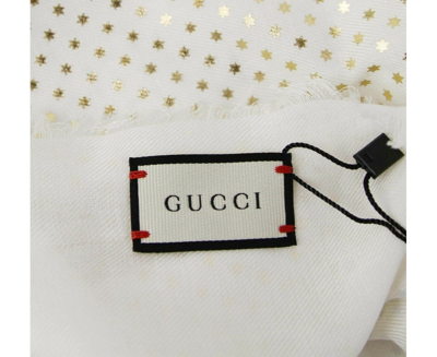 Gucci Women's White Modal / Cashmere "guccy" Star Print Large Square Scarf In White