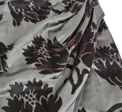 Shop Gucci Women's Velvet Flowers Purple Silk Viscose Satin Gathered Wrap Skirt