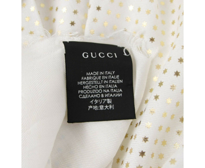 Shop Gucci Women's White Modal / Cashmere "guccy" Star Print Large Square Scarf