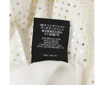 Gucci Women's White Modal / Cashmere "guccy" Star Print Large Square Scarf In White