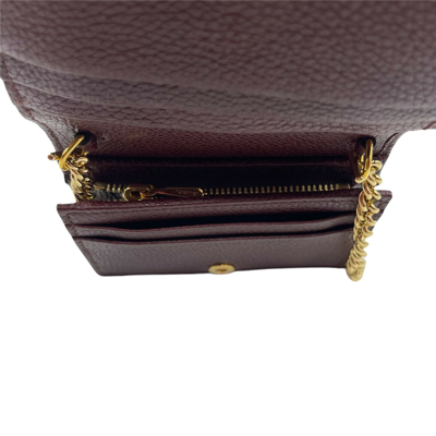 Gucci Zumi Burgundy Leather Gold Chain Bi-fold Mini Wallet 570660 6629 In Dark Red