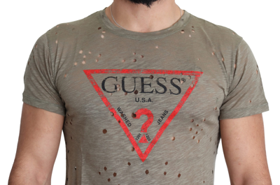 Shop Guess Chic Brown Cotton Stretch Men's Tee