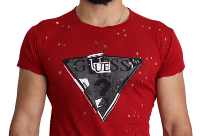 Shop Guess Radiant Red Cotton Tee Perfect For Everyday Men's Style
