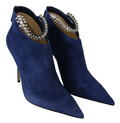 Shop Jimmy Choo Pop Blue Leather Blaize 100 Boots Women's Shoes