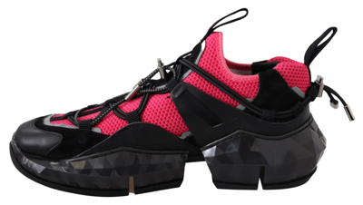 Shop Jimmy Choo Diamond Black Pink Leather Women's Sneaker In Black | Silver