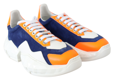 Shop Jimmy Choo Diamond Blue Orange Leather Women's Sneaker