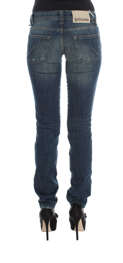 Shop John Galliano Blue Wash Cotton Blend Slim Fit Women's Jeans