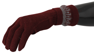 Shop John Galliano Maroon Wool-blend Designer Women's Gloves In Bordeaux