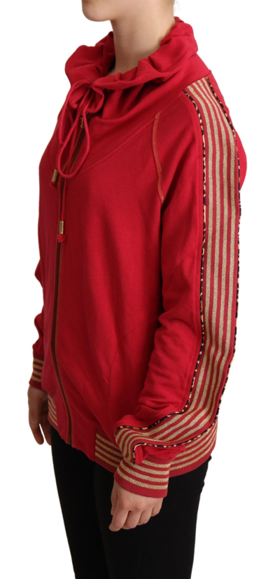 Shop John Galliano Radiant Red Cotton Full Zip Hooded Women's Jacket