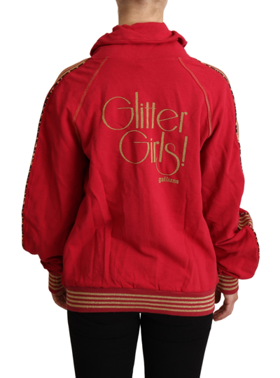 Shop John Galliano Radiant Red Cotton Full Zip Hooded Women's Jacket