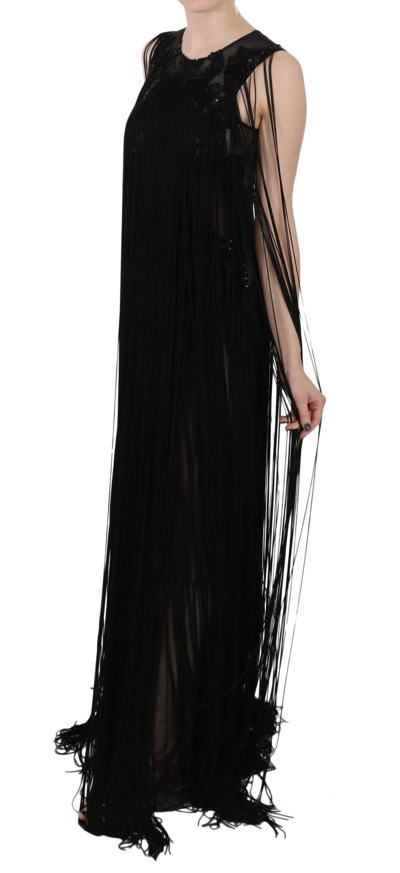 Shop John Richmond Sheer Sequined Maxi Elegance Women's Dress In Black